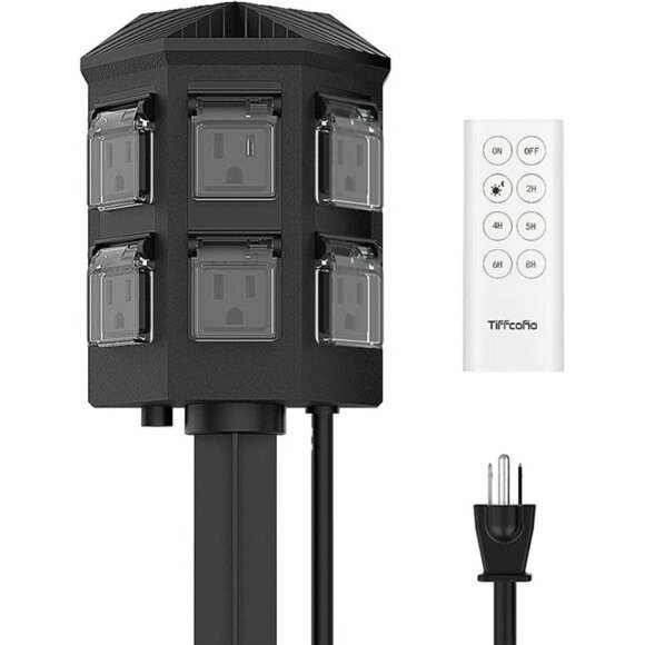 Power Stake Timer,100FT Range Remote Control,Dusk to Dawn Sensor Light Timer - Picture 1 of 8
